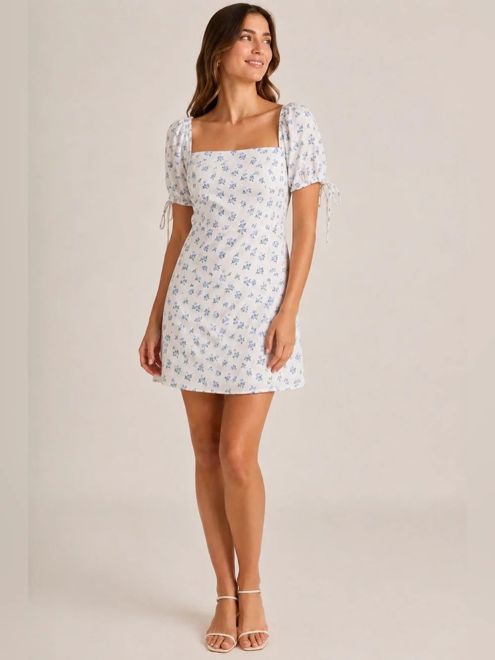 Princess Polly Billie Mini Dress NWT US 12 white with blue floral dainty